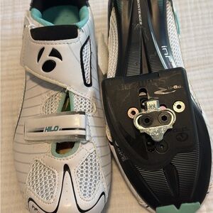 White and Black Cycling Shoes